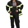 Black Fireman Costume With Helmet For Adults