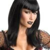 Black Glitter Vampire Adult Wig