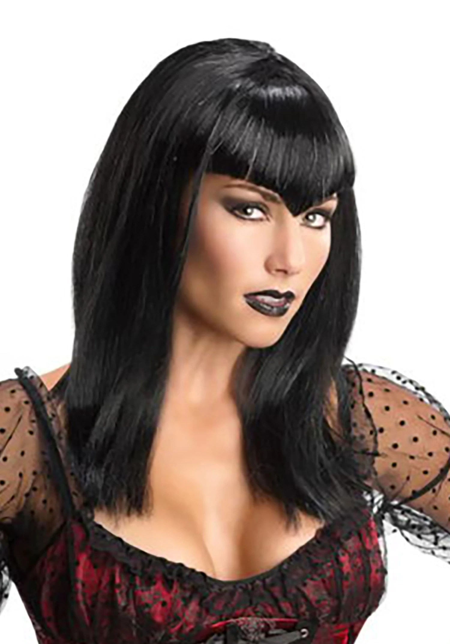 Black Glitter Vampire Adult Wig 1 Black Glitter Vampire Adult Wig