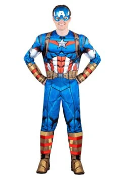 JAZWARES Men's Captain America Costume With Muscles