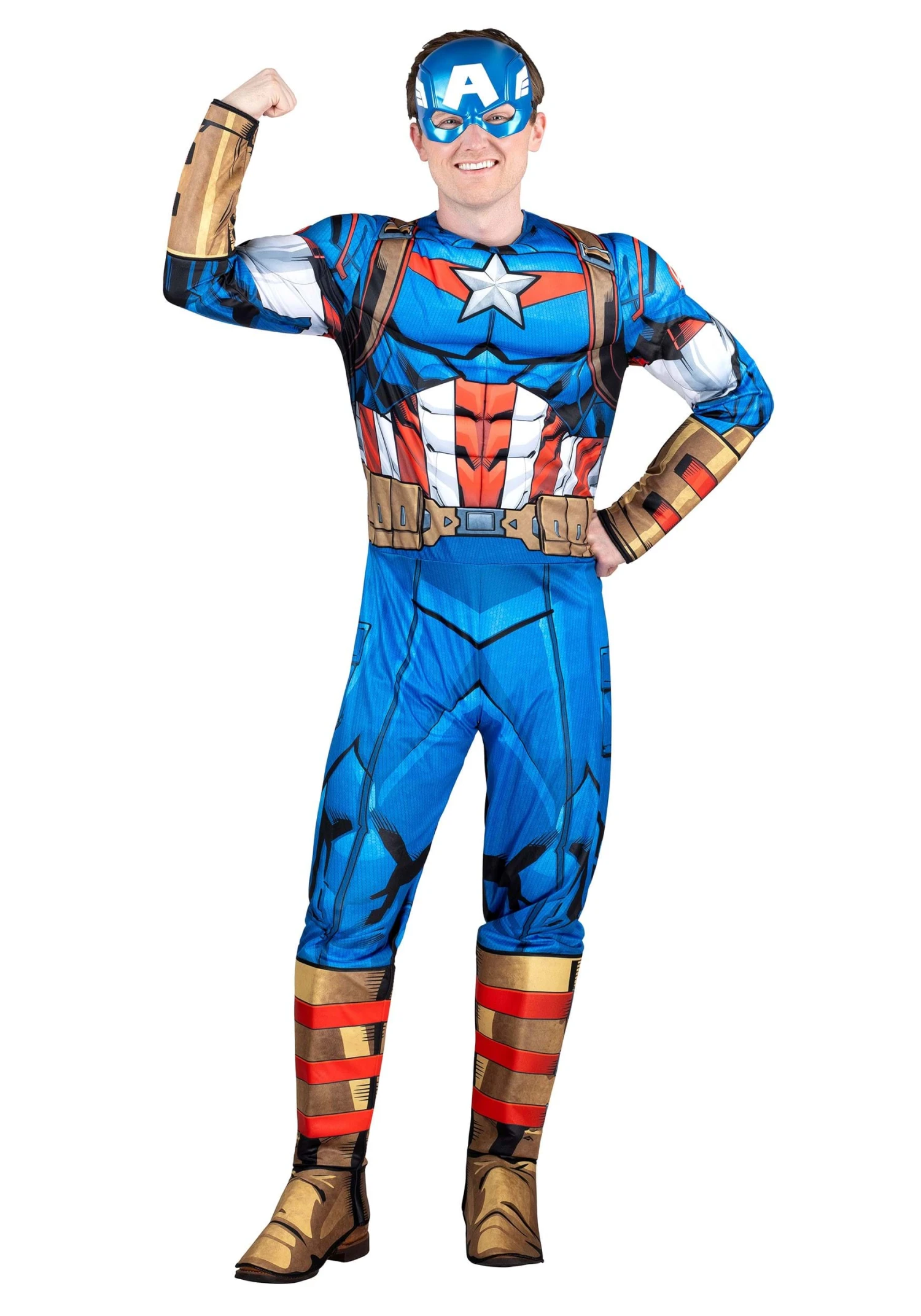JAZWARES Men's Captain America Costume With Muscles 2 JAZWARES Men's Captain America Costume With Muscles - Image 2