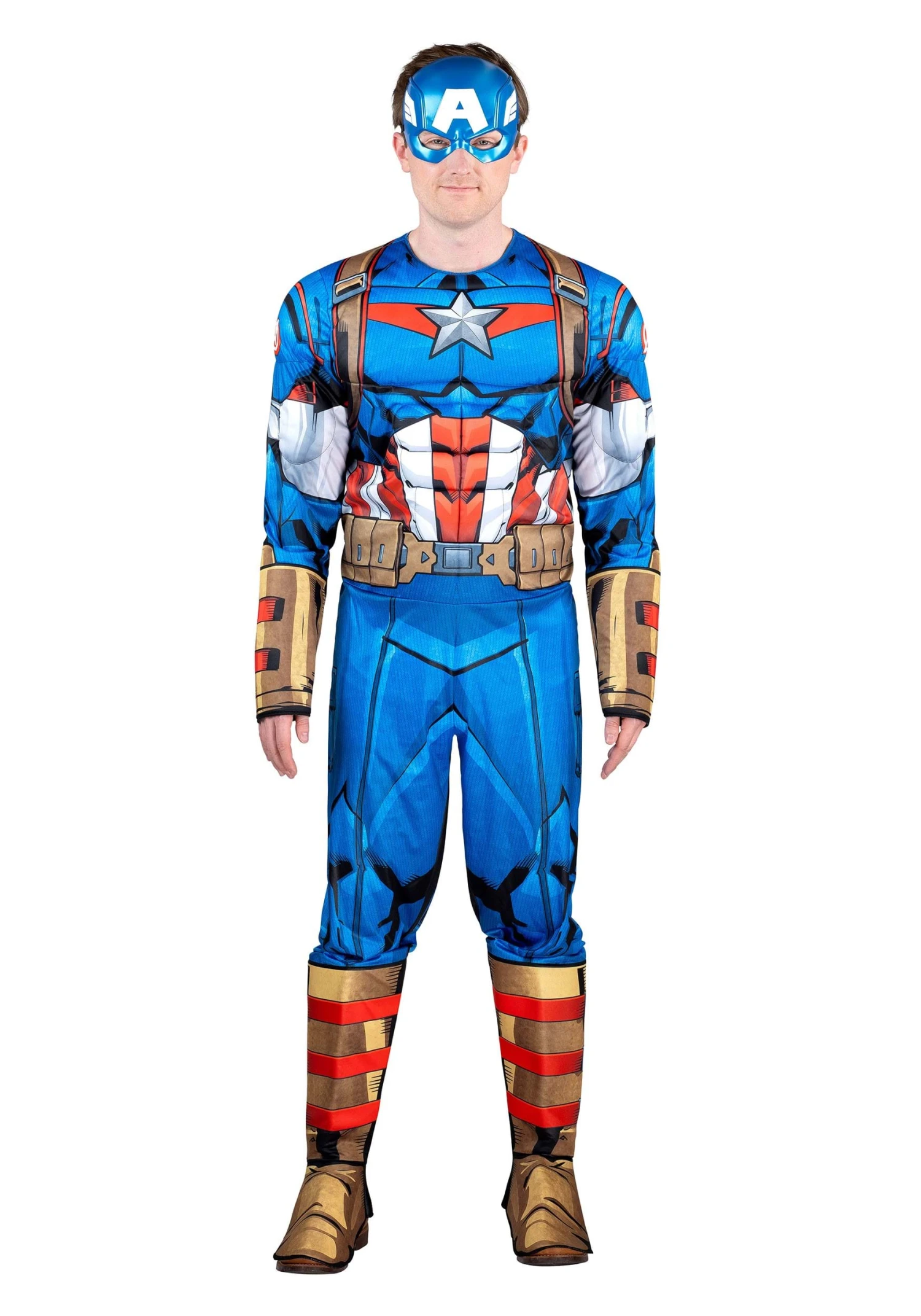 JAZWARES Men's Captain America Costume With Muscles 3 JAZWARES Men's Captain America Costume With Muscles - Image 3