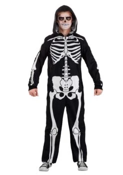 Cozy Skeleton Costume Onesie For Adults 8 Cozy Skeleton Costume Onesie For Adults -Halloween Costumes Shop adult cozy skeleton onesie alt 2
