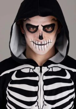 Cozy Skeleton Costume Onesie For Adults 9 Cozy Skeleton Costume Onesie For Adults -Halloween Costumes Shop adult cozy skeleton onesie alt 3