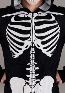 Cozy Skeleton Costume Onesie For Adults 10 Cozy Skeleton Costume Onesie For Adults -Halloween Costumes Shop adult cozy skeleton onesie alt 4