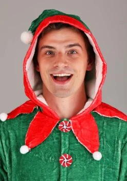 Elf Jumpsuit Costume For Adults -Halloween Costumes Shop adult elf onesie costume alt 2