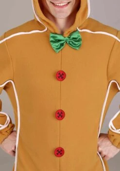 Adult Gingerbread Man Onesie Costume -Halloween Costumes Shop adult gingerbread man onesie costume alt 3