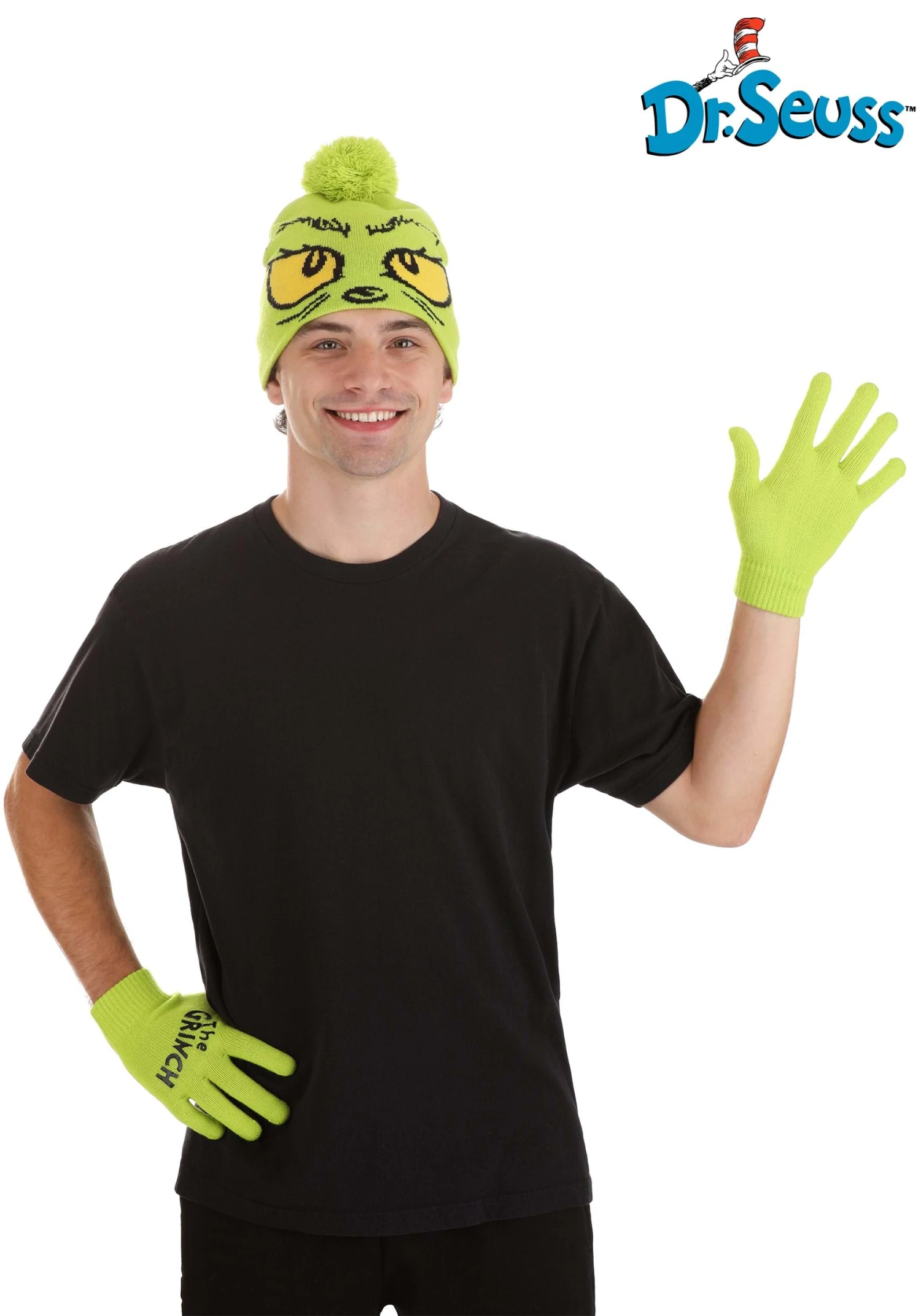 Grinch Hat & Gloves Set For Adults 1 Grinch Hat & Gloves Set For Adults