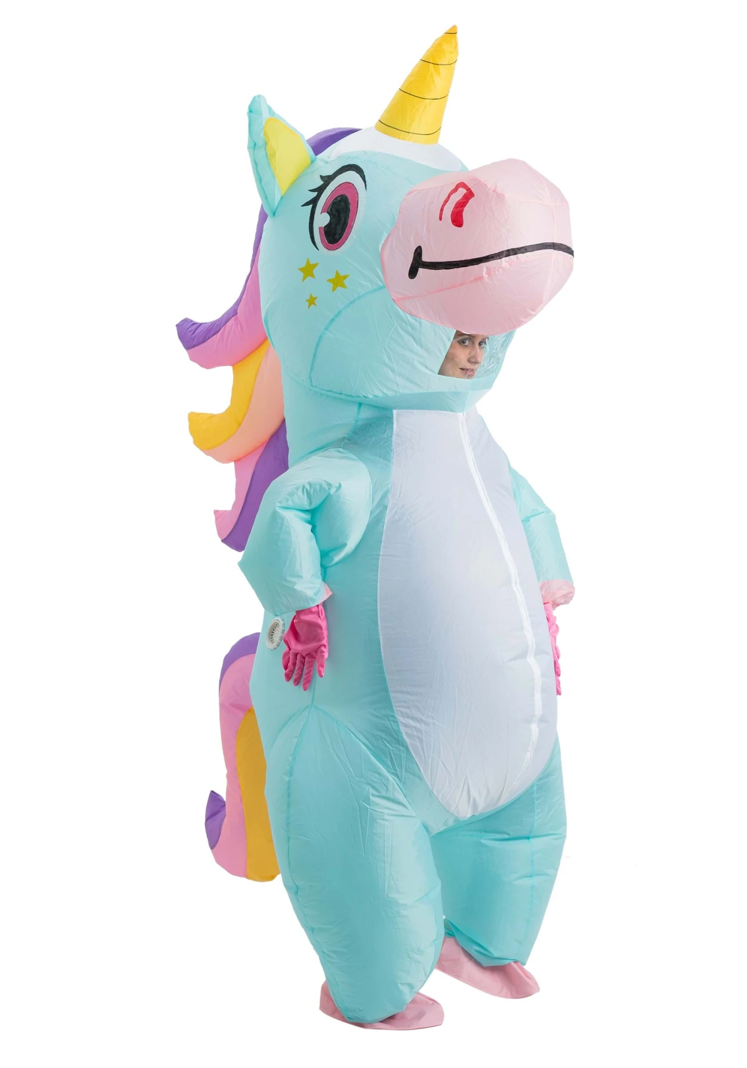 Inflatable Blue Unicorn Costume For Adults 2 Inflatable Blue Unicorn Costume For Adults - Image 2