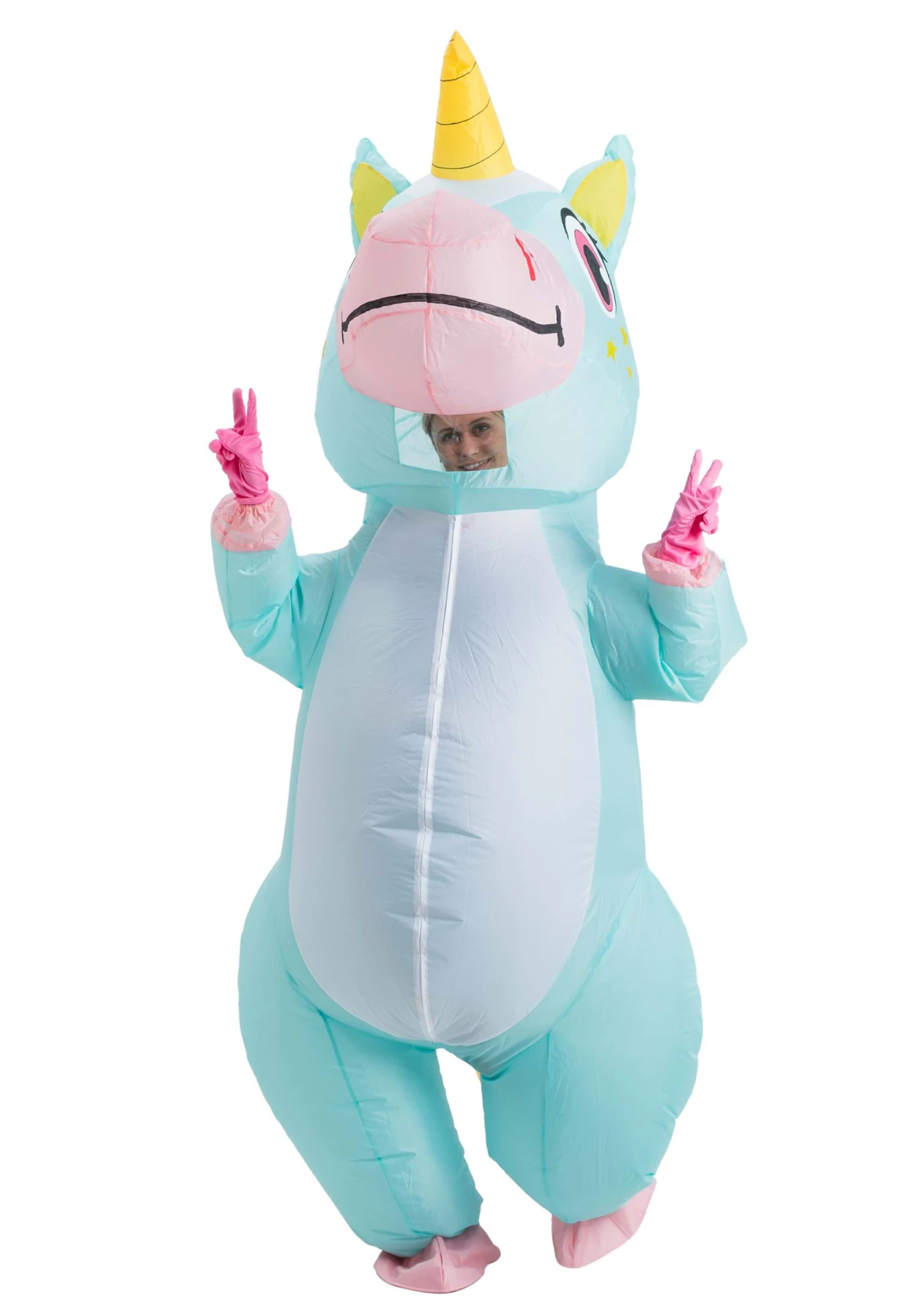 Inflatable Blue Unicorn Costume For Adults 1 Inflatable Blue Unicorn Costume For Adults