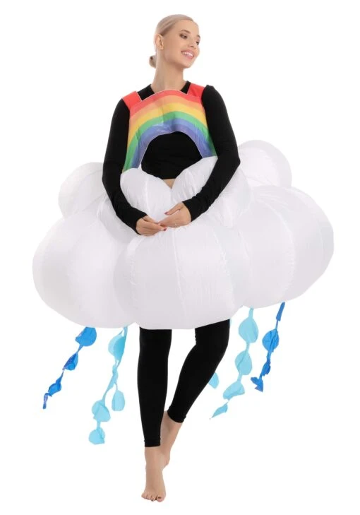Inflatable Rainbow Raining Cloud Costume For Adults