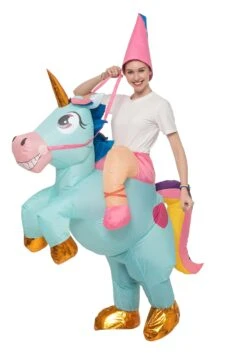 Adult Inflatable Riding-A-Blue Unicorn Costume -Halloween Costumes Shop adult inflatable riding a blue unicorn costume alt 4