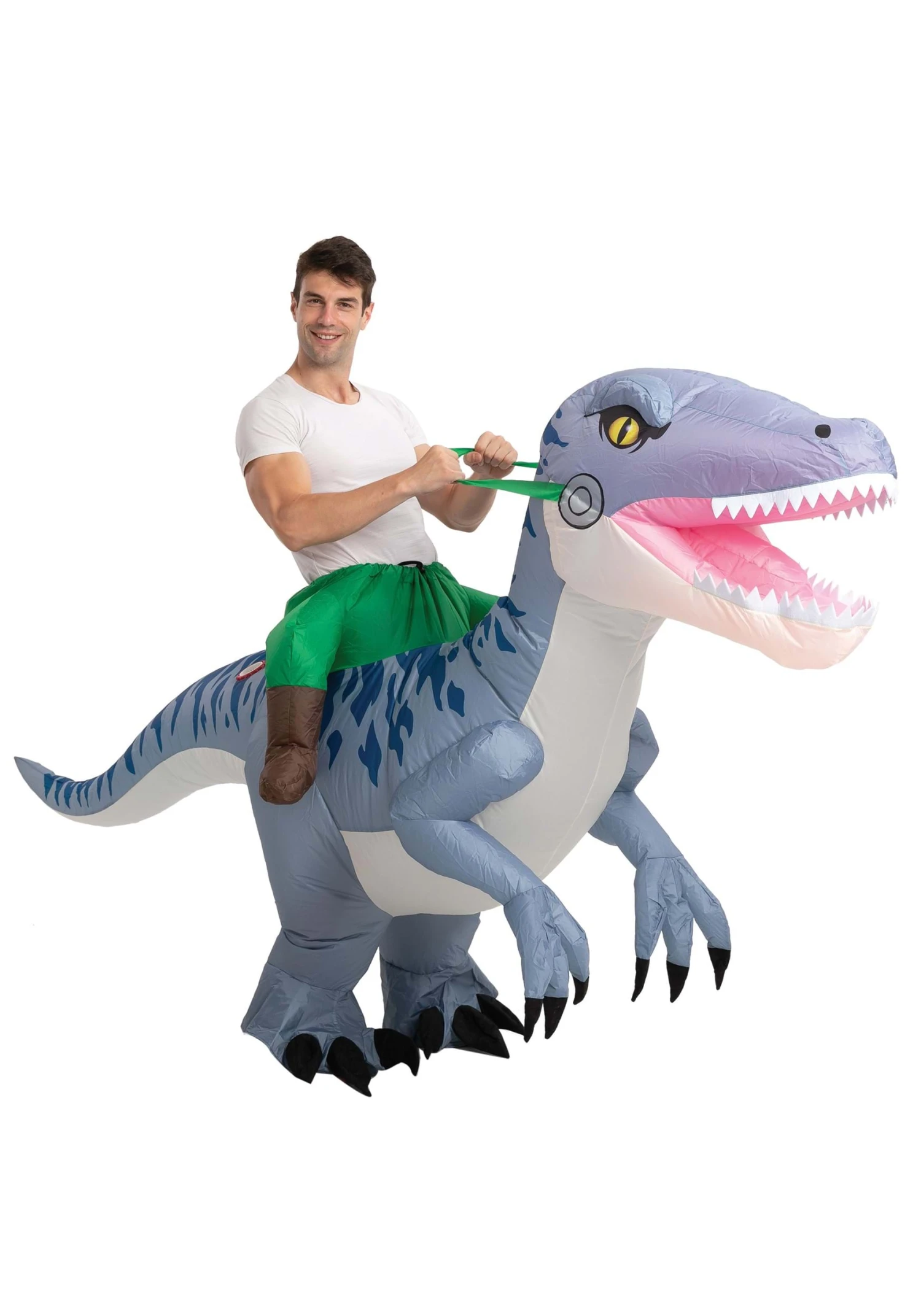 Adult Inflatable Riding-A-Grey Raptor Costume 1 Adult Inflatable Riding-A-Grey Raptor Costume