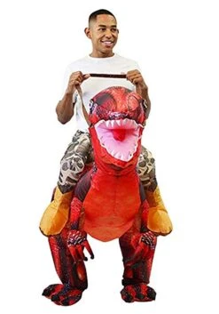 Adult Inflatable Riding-A-Red Raptor Costume 6 Adult Inflatable Riding-A-Red Raptor Costume -Halloween Costumes Shop adult inflatable riding a red raptor costume alt 2