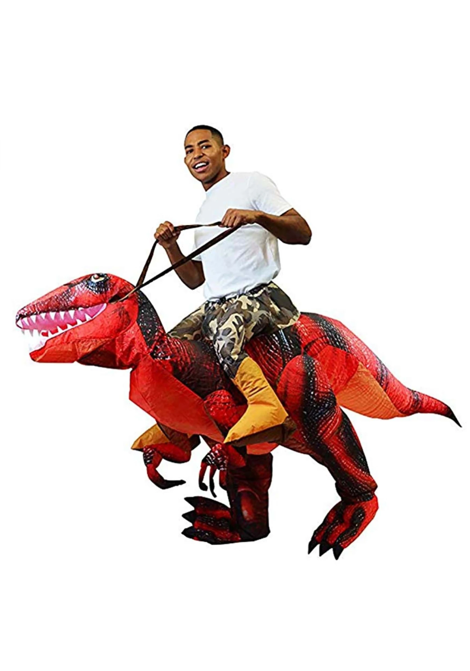 Adult Inflatable Riding-A-Red Raptor Costume 4 Adult Inflatable Riding-A-Red Raptor Costume - Image 4