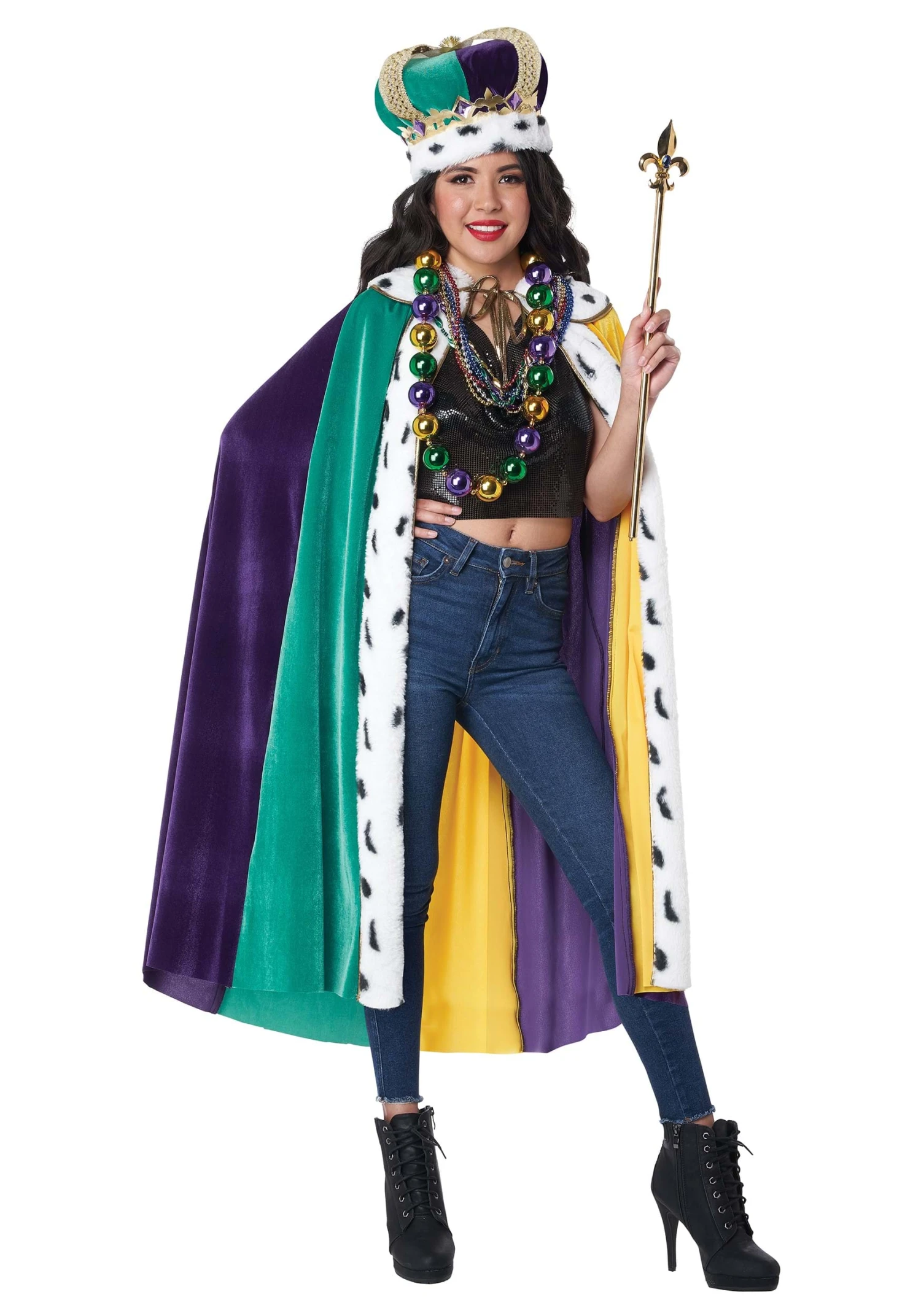Mardi Gras Cape And Crown Set For Adults 2 Mardi Gras Cape And Crown Set For Adults - Image 2
