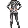 Metallic Silver Skeleton Costume For Adults