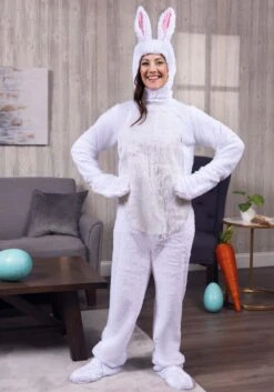 Adult White Bunny Costume 15 Adult White Bunny Costume -Halloween Costumes Shop adult open face white bunny alt 3