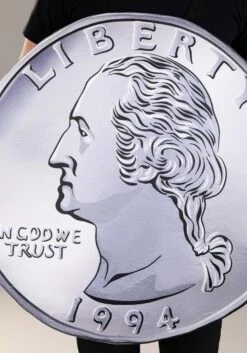 Silver Quarter Costume For Adults -Halloween Costumes Shop adult quarter costume alt 2