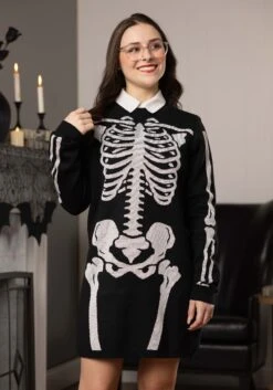 Loose Fit Skeleton Sweater Dress For Women