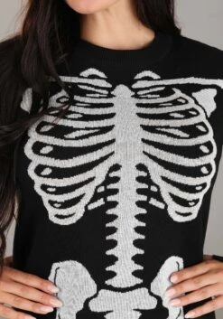 Loose Fit Skeleton Sweater Dress For Women 7 Loose Fit Skeleton Sweater Dress For Women -Halloween Costumes Shop adult skeleton loose fit sweater dress alt 2
