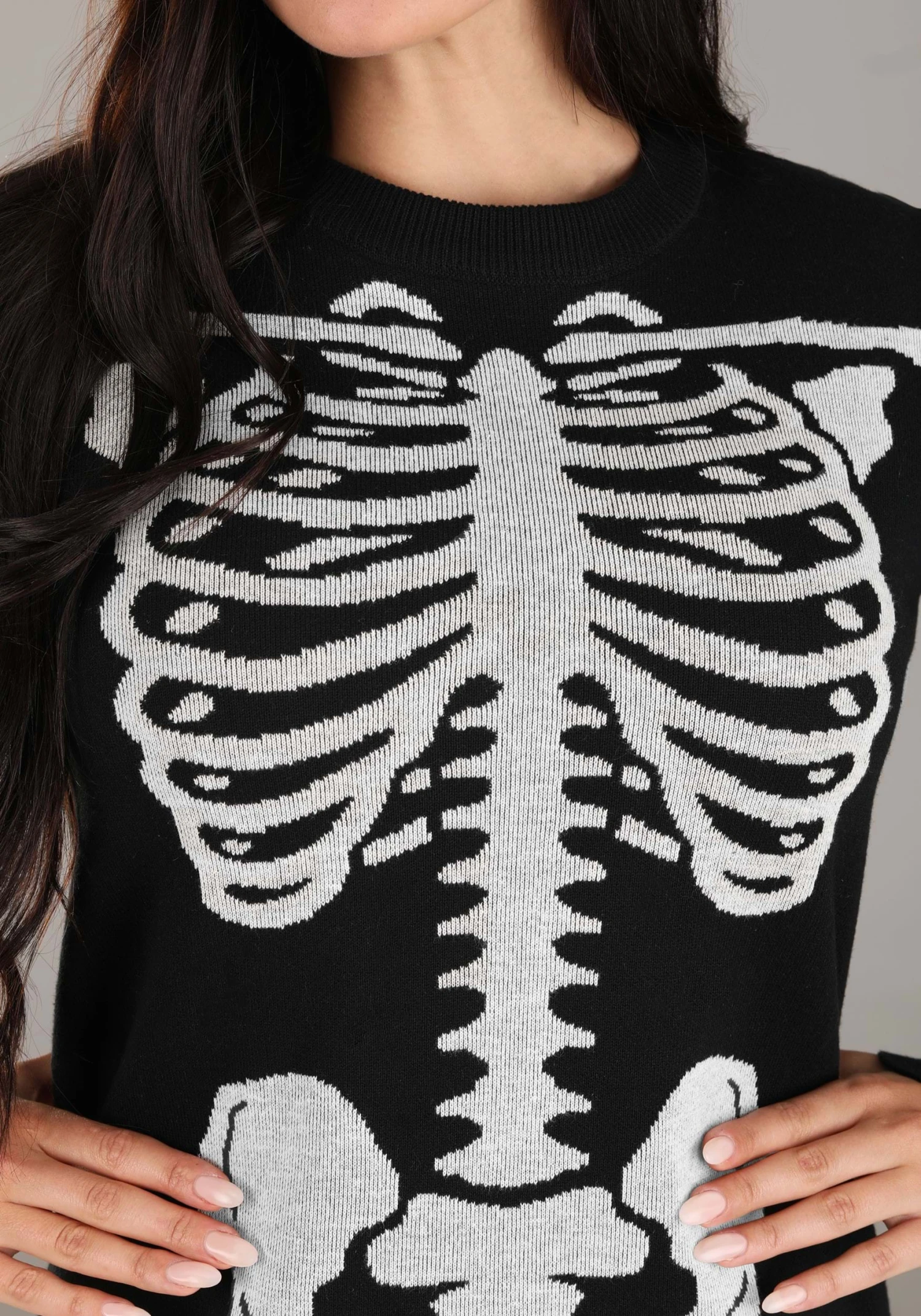 Loose Fit Skeleton Sweater Dress For Women 3 Loose Fit Skeleton Sweater Dress For Women - Image 3
