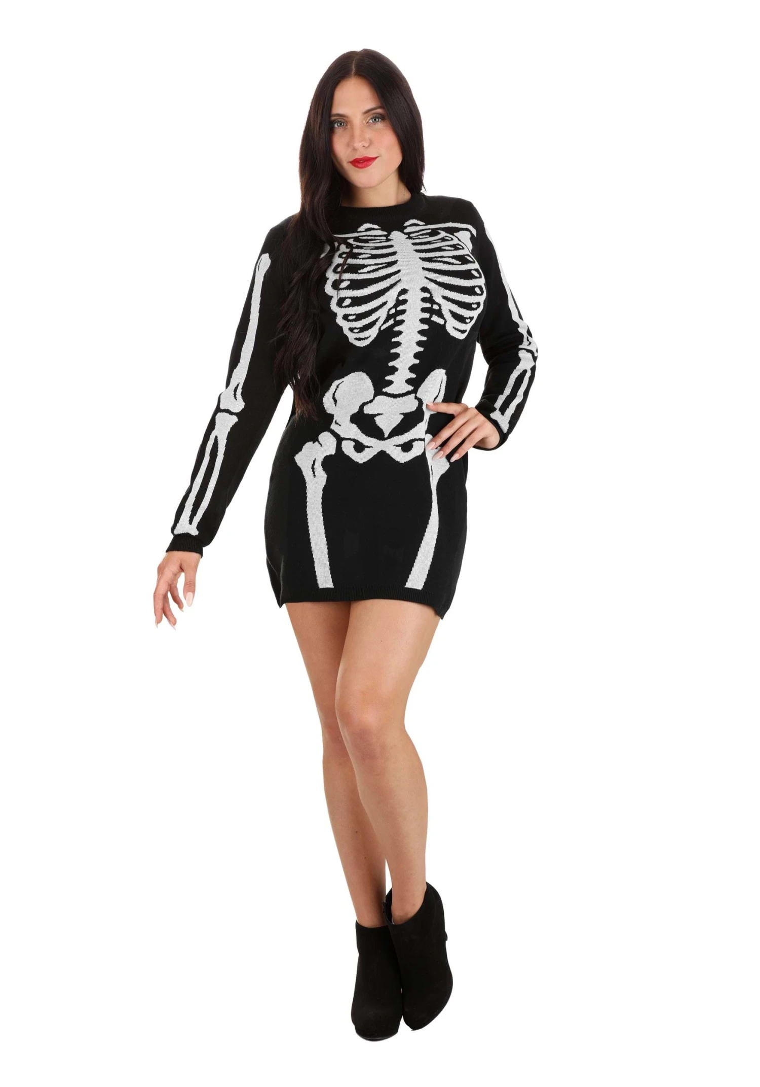 Loose Fit Skeleton Sweater Dress For Women 5 Loose Fit Skeleton Sweater Dress For Women - Image 5