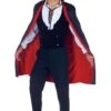 Adult High Collar Black And Red Vampire Cape