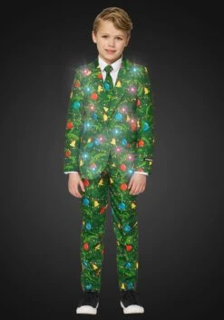 Opposuits Green Christmas Tree Light Up Suit For Boys -Halloween Costumes Shop boys green christmas tree light up suit alt 2