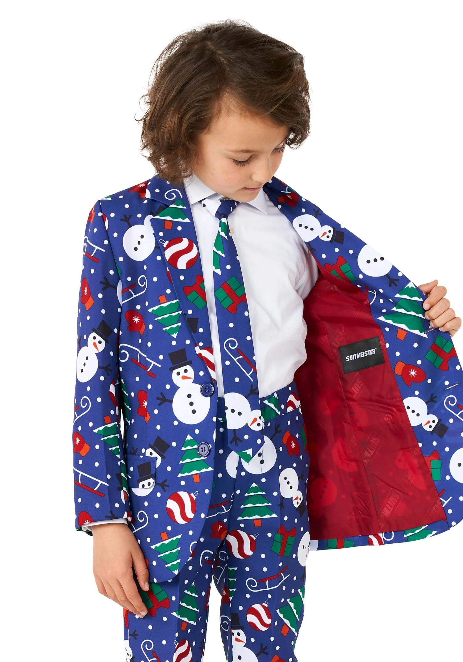 Suitmeister Christmas Snowman Boy's Blue Suit 3 Suitmeister Christmas Snowman Boy's Blue Suit - Image 3