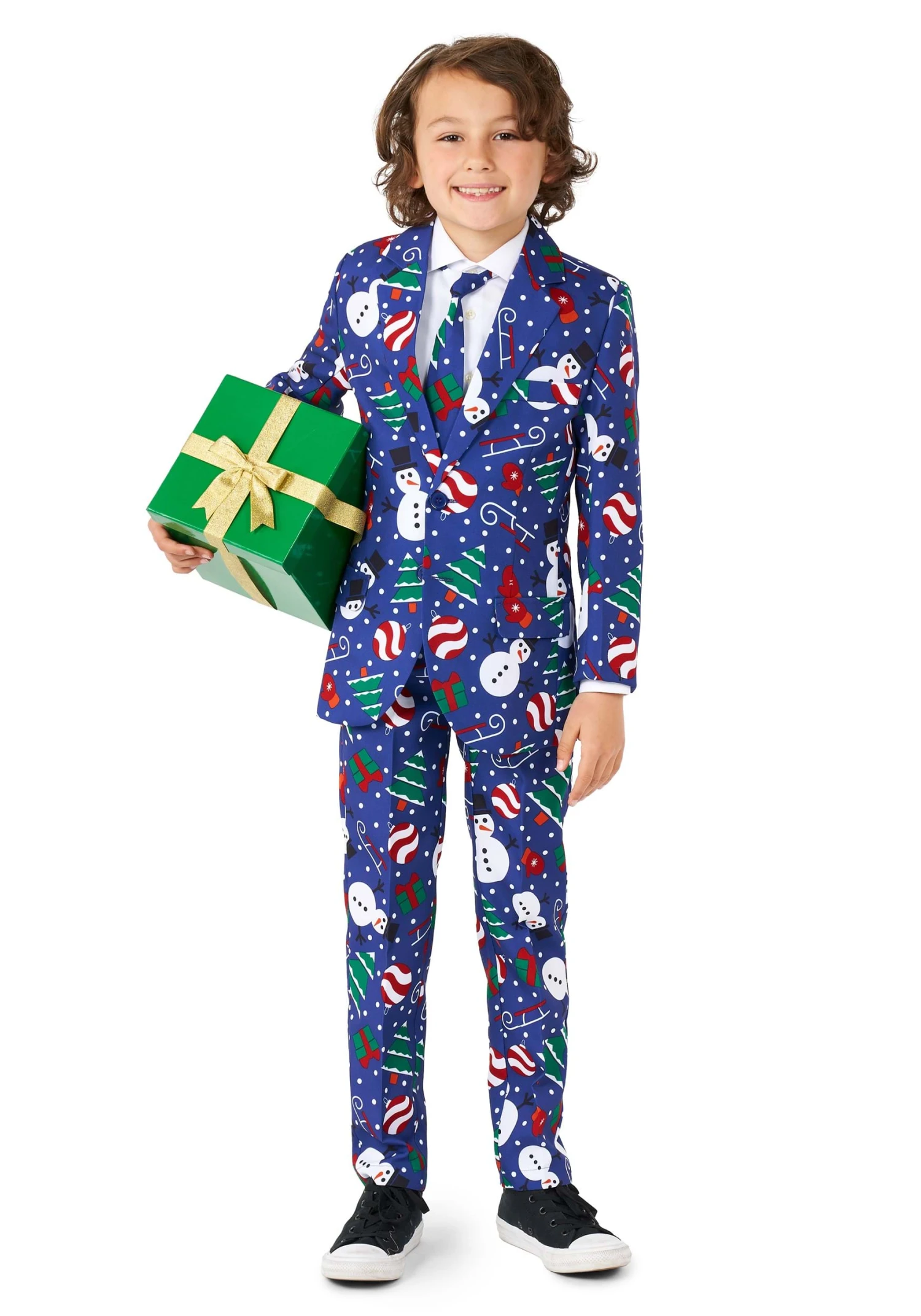 Suitmeister Christmas Snowman Boy's Blue Suit 1 Suitmeister Christmas Snowman Boy's Blue Suit