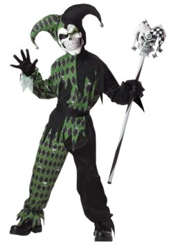 Kids Green Scary Jester Costume