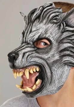 Gray Wolf Mask For Kids -Halloween Costumes Shop child grey wolf mask alt 2