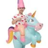 Inflatable Riding-A-Blue Unicorn Costume For Kids