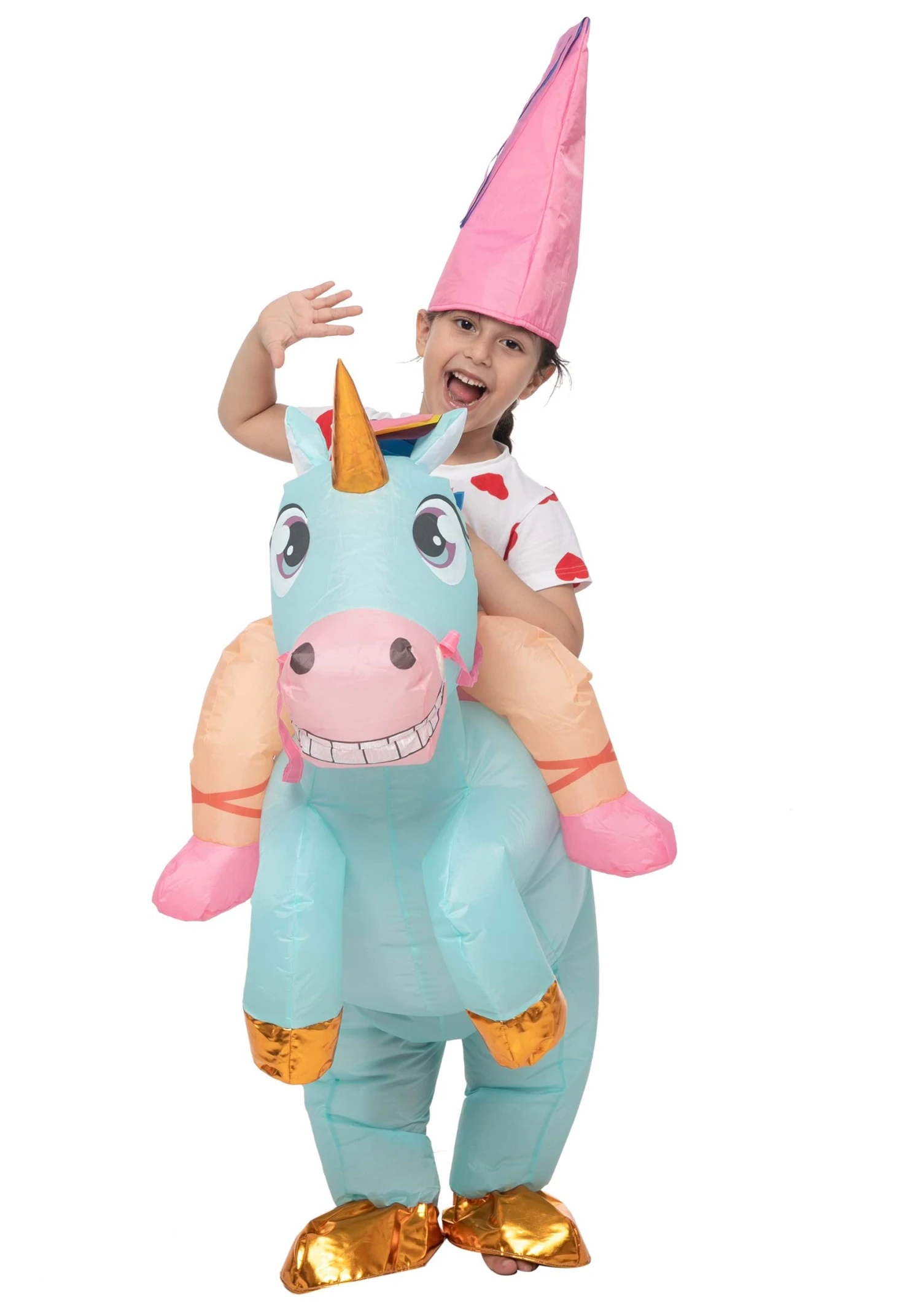 Inflatable Riding-A-Blue Unicorn Costume For Kids 2 Inflatable Riding-A-Blue Unicorn Costume For Kids - Image 2