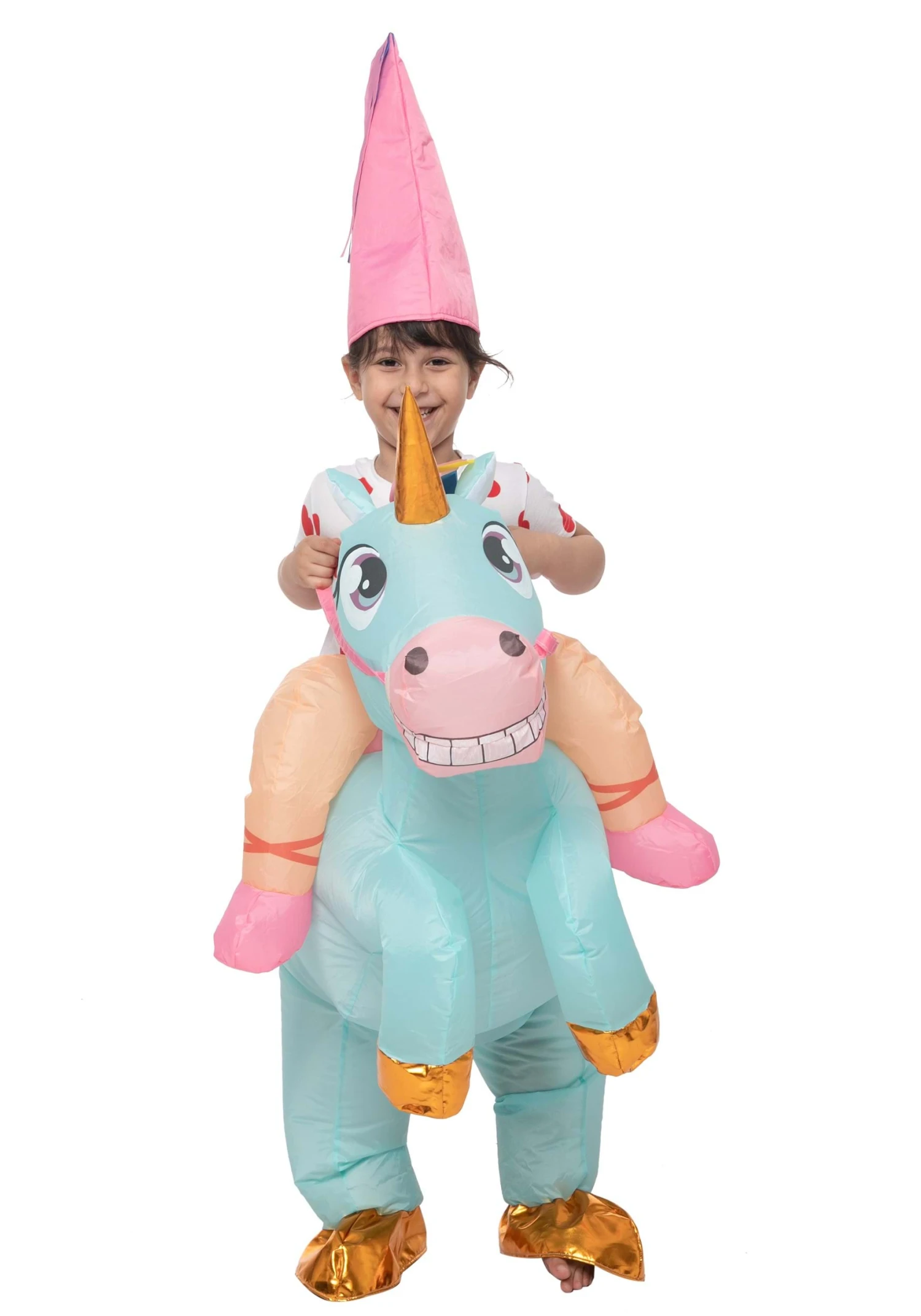 Inflatable Riding-A-Blue Unicorn Costume For Kids 3 Inflatable Riding-A-Blue Unicorn Costume For Kids - Image 3