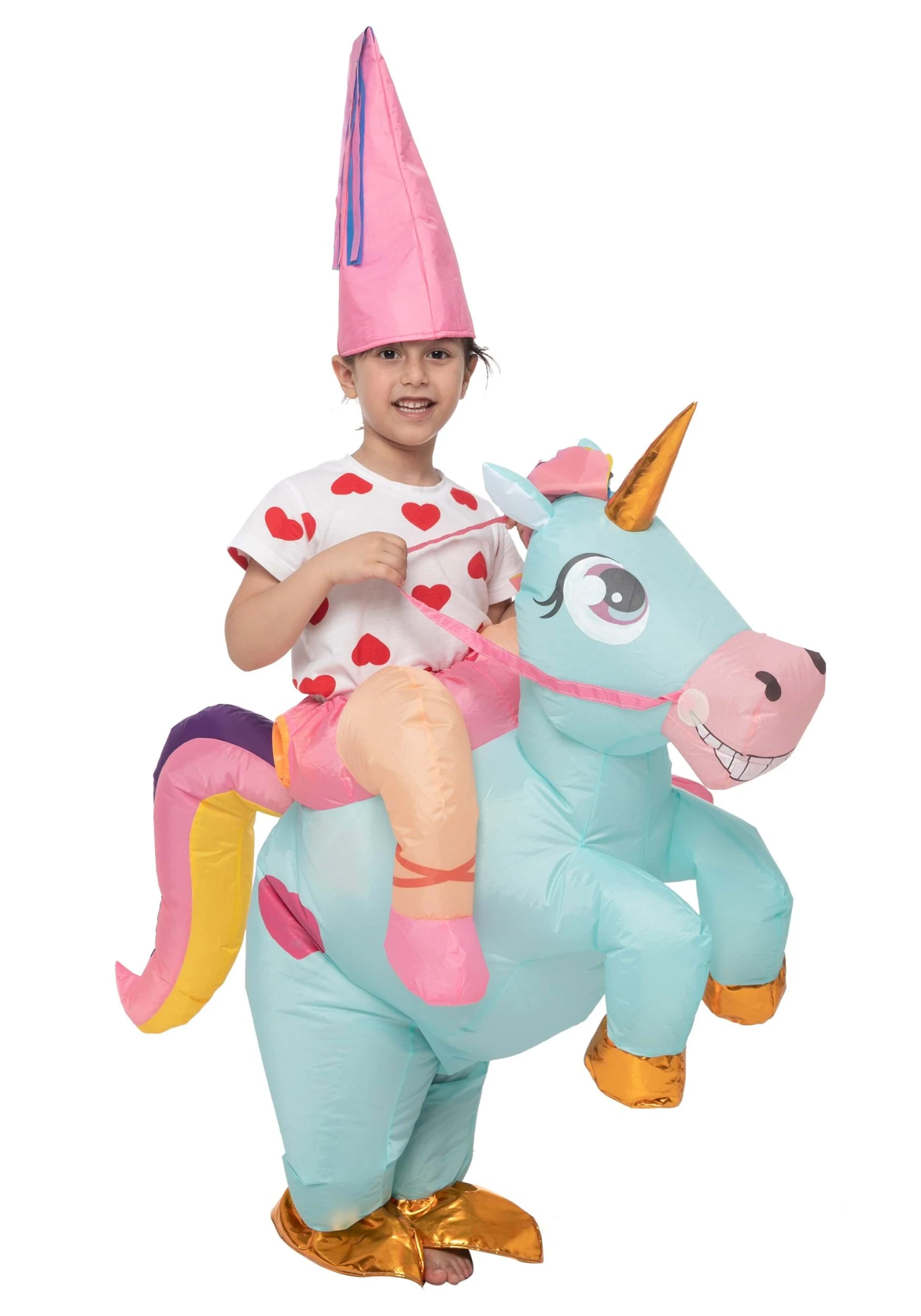 Inflatable Riding-A-Blue Unicorn Costume For Kids 1 Inflatable Riding-A-Blue Unicorn Costume For Kids