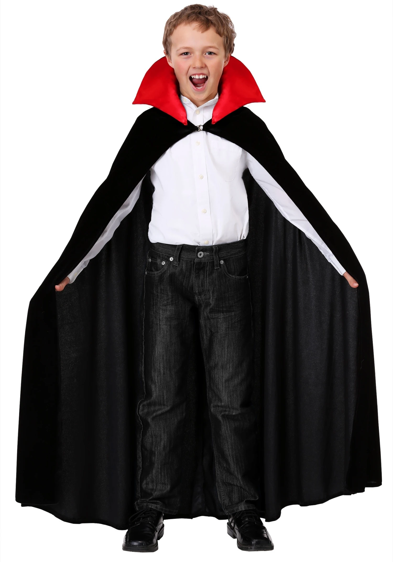 Child's Red Collar Vampire Cloak Costume 1 Child's Red Collar Vampire Cloak Costume