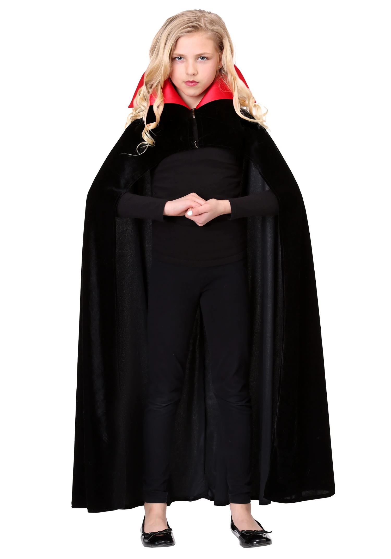 Child's Red Collar Vampire Cloak Costume 2 Child's Red Collar Vampire Cloak Costume - Image 2