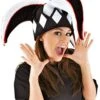 Court Jester Black & White Plush Hat