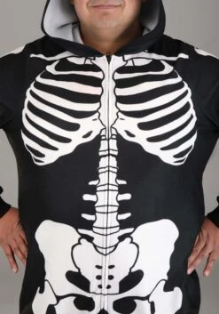 Plus Size Cozy Skeleton Adult Costume Onesie 7 Plus Size Cozy Skeleton Adult Costume Onesie -Halloween Costumes Shop cozy skeleton onesie alt 3