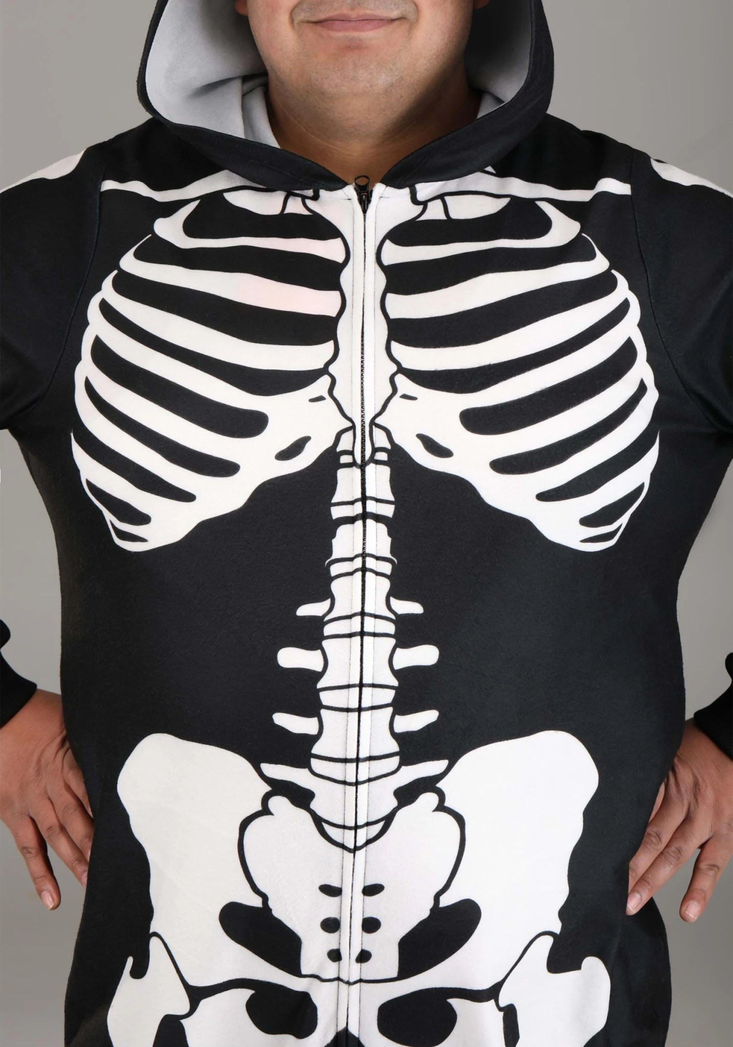 Plus Size Cozy Skeleton Adult Costume Onesie 4 Plus Size Cozy Skeleton Adult Costume Onesie - Image 4