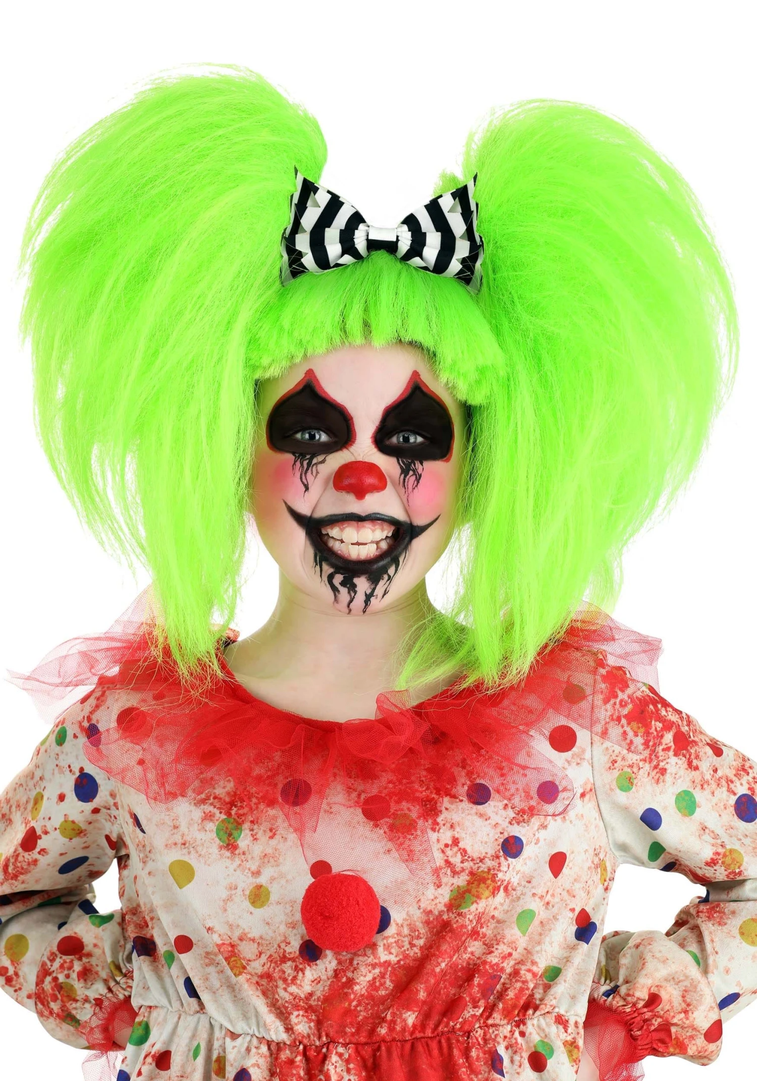 Neon Green Creepy Clown Wig For Girls 1 Neon Green Creepy Clown Wig For Girls