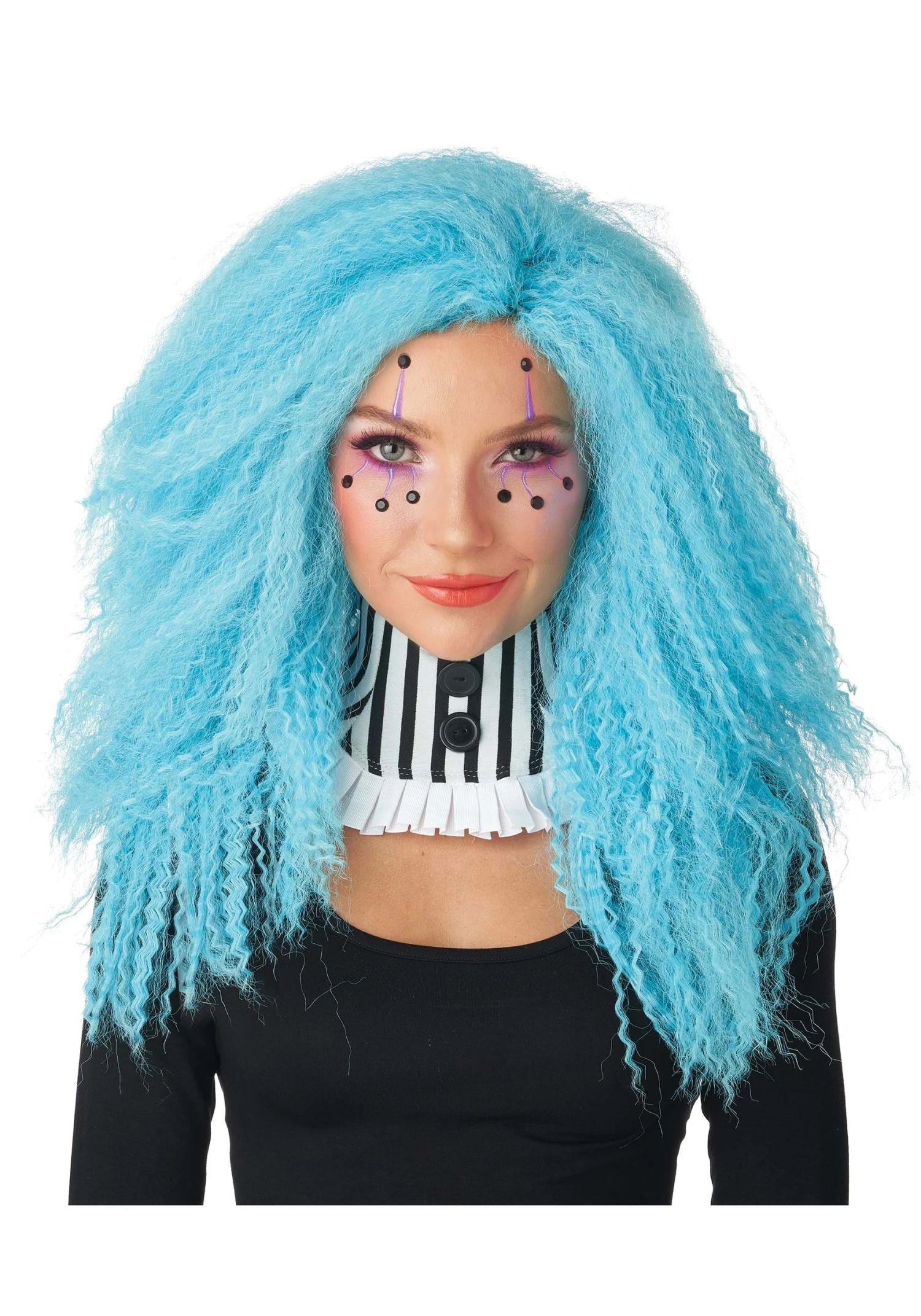 Crimped 'n Kooky Blue Wig For Adults 1 Crimped 'n Kooky Blue Wig For Adults