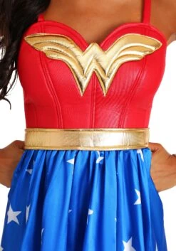 Women's Plus Size Deluxe Long Dress Wonder Woman Costume -Halloween Costumes Shop deluxe plus size long dress wonder woman costume alt2