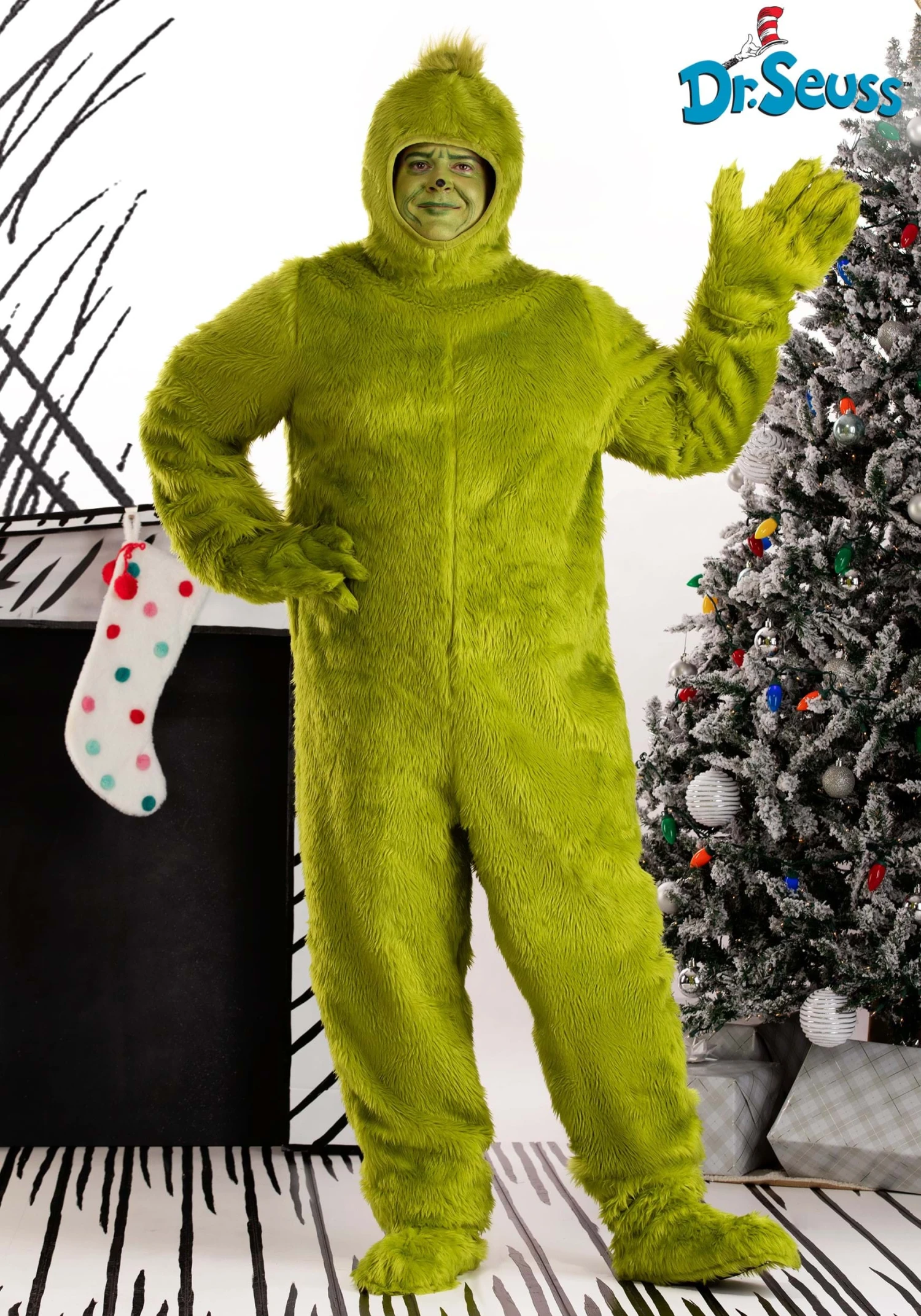Dr. Seuss The Grinch Plus Size Open Face Costume 1 Dr. Seuss The Grinch Plus Size Open Face Costume