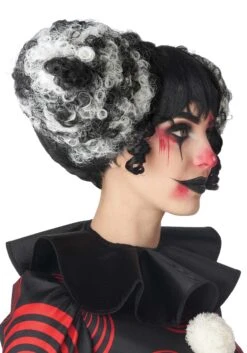 Black And White Clown Funhouse Wig -Halloween Costumes Shop funhouse clown black and white wig alt 2