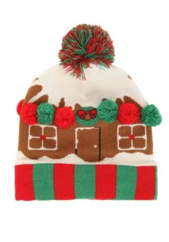 Christmas Gingerbread House Knit Hat -Halloween Costumes Shop gingerbread house knit hat alt 2