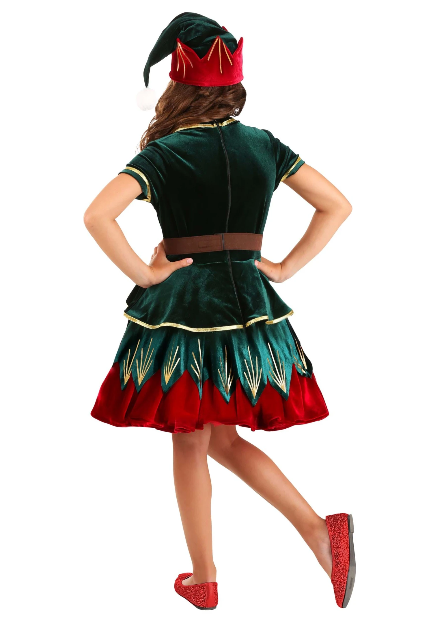 Girl's Deluxe Christmas Elf Costume 2 Girl's Deluxe Christmas Elf Costume - Image 2
