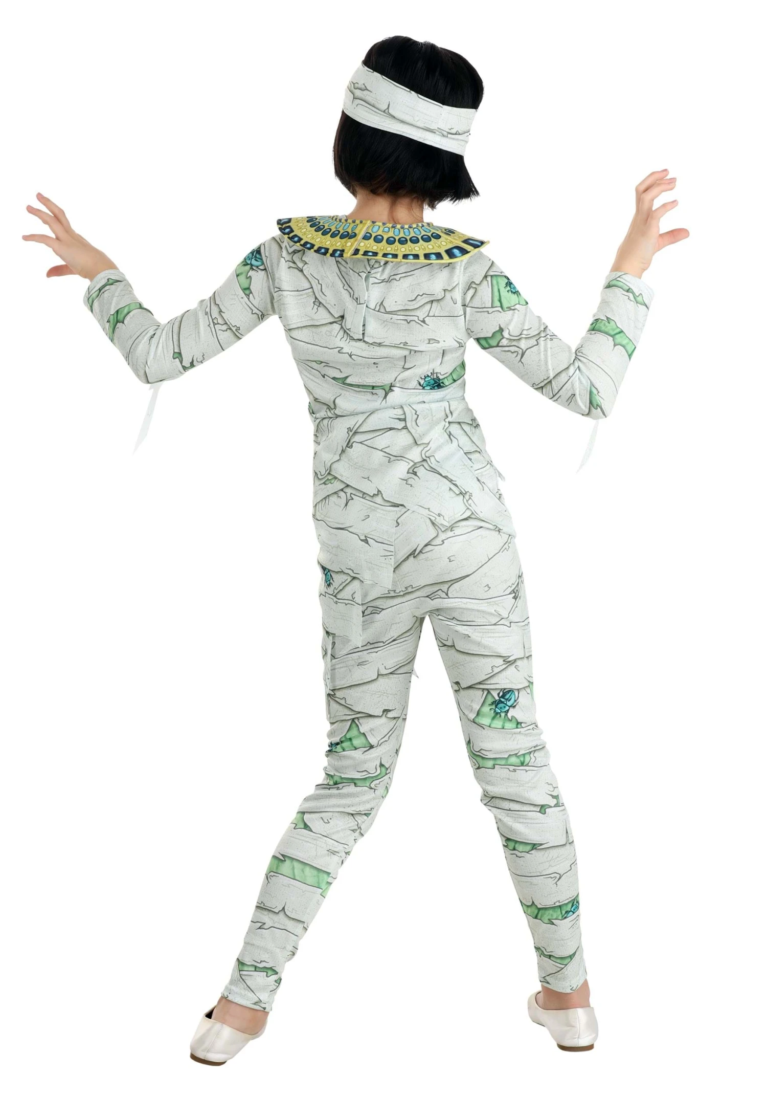 Egyptian Mummy Costume For Girls W/ Scarabs 2 Egyptian Mummy Costume For Girls W/ Scarabs - Image 2